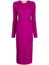 Diane Von Furstenberg Astrid Wool And Cashmere-blend Midi Wrap Dress In Pink