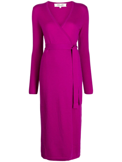 Diane Von Furstenberg Astrid Long Sleeve Wool & Cashmere Wrap Sweater Dress In Pink