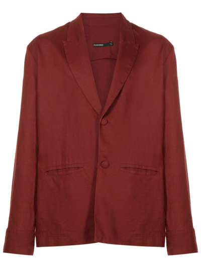 Handred Notched-lapels Linen Blazer In Red