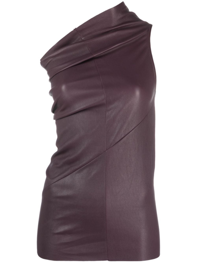 Rick Owens Athena Leather Tank Top In Amethyst