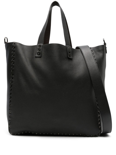 VALENTINO GARAVANI ROCKSTUD DOUBLE LEATHER TOTE BAG