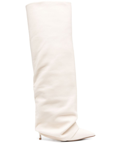 Le Silla Andy 120mm Knee-high Leather Boots In Neutrals