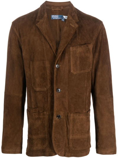 Polo Ralph Lauren Leather Field Jacket In Smith Brown