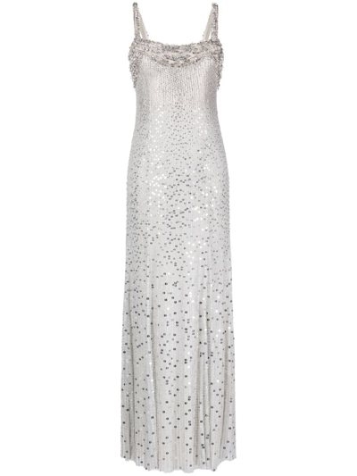 Jenny Packham Calypso Crystal-embellished Gown In Silver