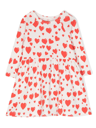 Mini Rodini Babies' Hearts-print Long-sleeve Dress In White