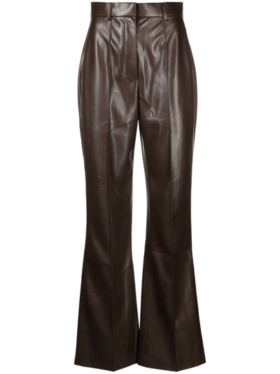 Nanushka High Rise Slim Straight Pants In Brown