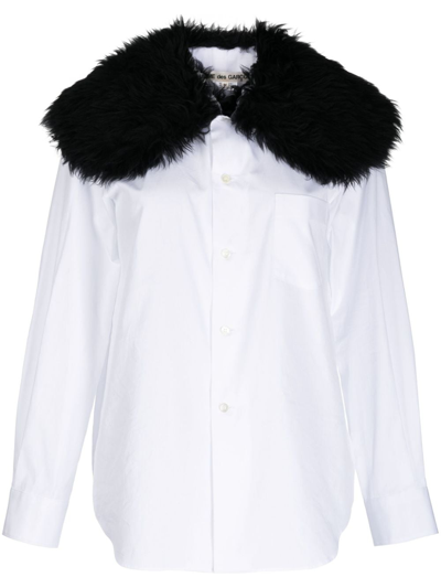 Comme Des Garçons Contrasting-collar Long-sleeve Shirt In Blanco