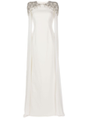 Jenny Packham Jenna Crystal-embellished Cape Gown In White