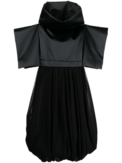 Comme Des Garçons Wide-sleeves Puffball Midi Dress In Black