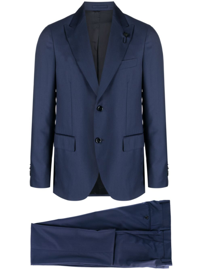 Lardini Single-breasted Wool Suit In Blue