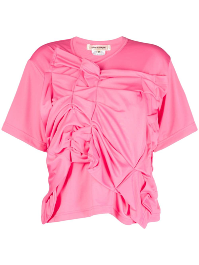 Comme Des Garçons Asymmetric Gathered-detailing T-shirt In Pink