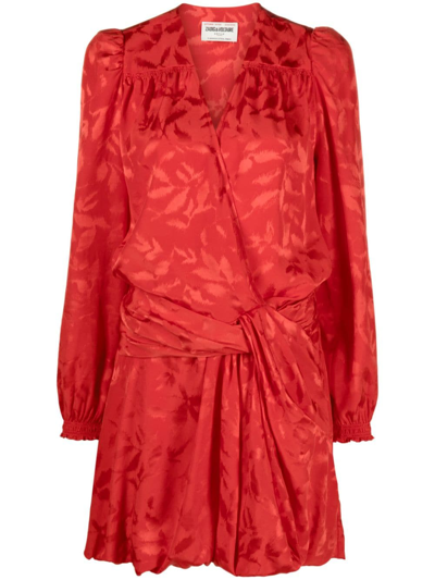 Zadig & Voltaire V-neck Wrap Minidress In Red