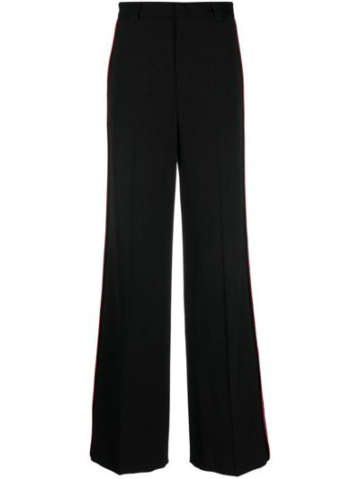 Red Valentino Stripe-detailing Tailored-cut Trousers In Black