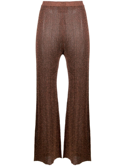 Aeron Shale Metallic-knit Trousers In Orange