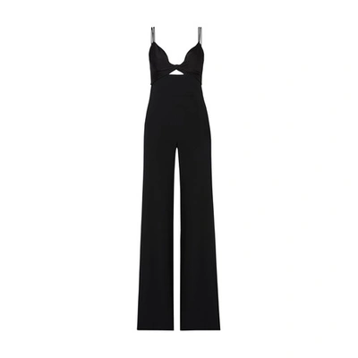 Galvan Prism Satin-trimmed Crêpe Jumpsuit In 001black