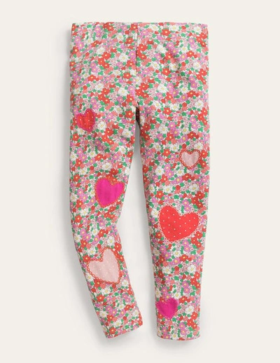 Mini Boden Kids' Fun Applique Leggings Jam Red Flowerbed