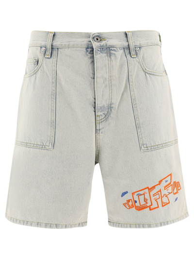Off-white Utility Denim Shorts In Blue