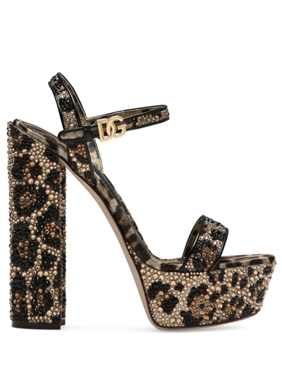 Dolce & Gabbana Women's Keira Embellished Leopard 125mm Platform Sandals