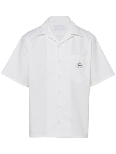 Prada Logo印花短袖衬衫 In White