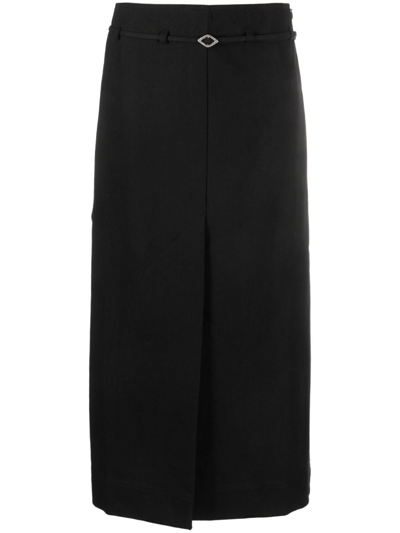 Ganni Cotton Suiting Maxi Slit Skirt In Black