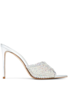 Le Silla Gilda 115mm Crystal-embellished Mules In Silver