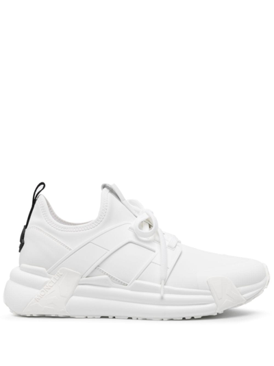 Moncler Lace-up Leather Sneakers In White