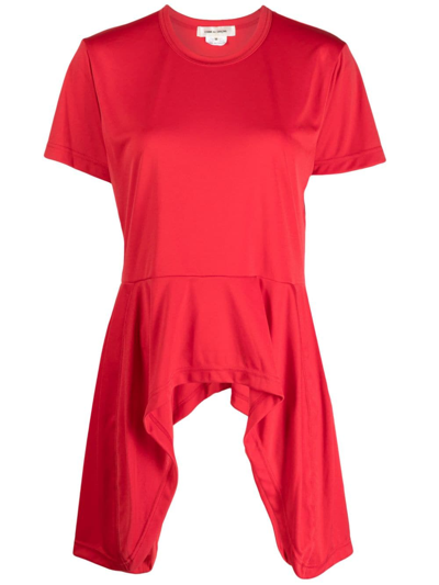 Comme Des Garçons High-low Hem Panelled T-shirt In Red