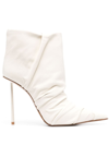 LE SILLA FEDRA 120MM RUCHED LEATHER ANKLE BOOTS