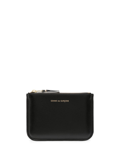 Comme Des Garçons Logo-stamp Leather Coin Purse In Black