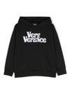Versace Logo-print Cotton Hoodie In Black