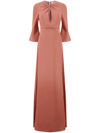 Giambattista Valli Viscose Crepe 3/4 Sleeve Long Dress In Orange