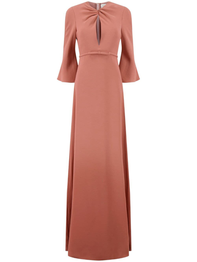 Giambattista Valli Viscose Crepe 3/4 Sleeve Long Dress In 핑크
