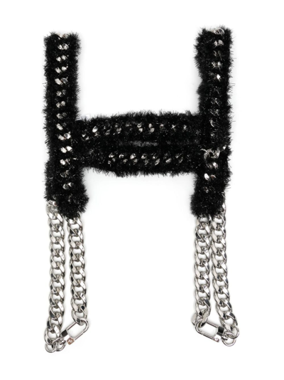 Noir Kei Ninomiya Curb-chain Appliqué-detail Harness Top In Black