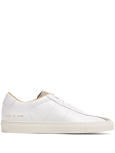 Common Projects Court Classic Suede-trimmed Leather Trainers In 4102 Off White
