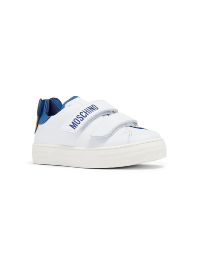 Moschino Kids' Teddy Bear Touch-strap Sneakers In White