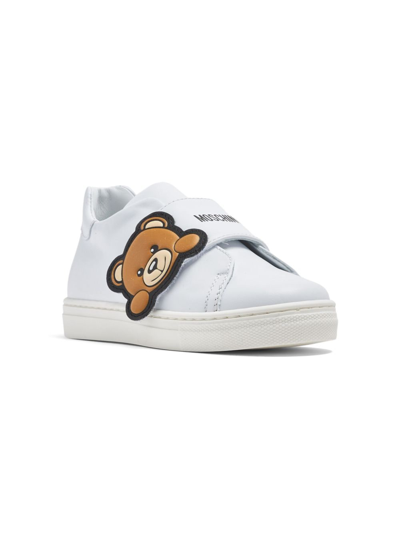Moschino Kids' Teddy Bear Logo-print Sneakers In White