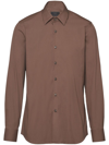Prada Long-sleeve Cotton-blend Shirt In Brown