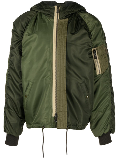Andersson Bell N2b Hooded Bomber Jacket In Green