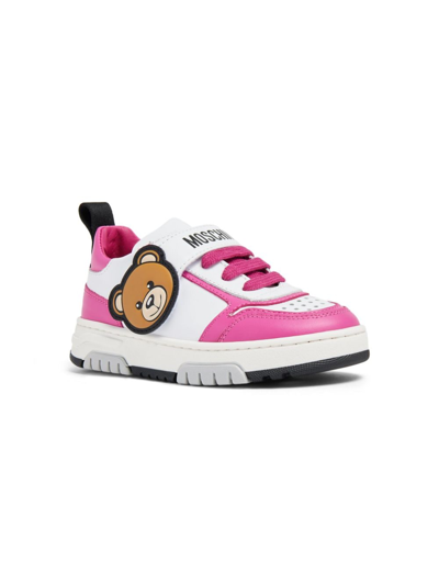 Moschino Kids' Teddy Bear Low-top Sneakers In Pink