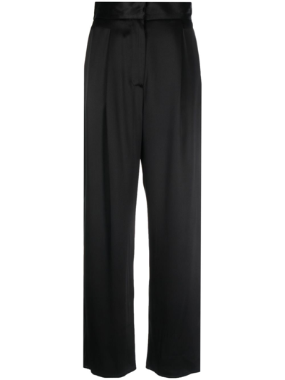 Dušan High-waisted Silk Trousers In Black
