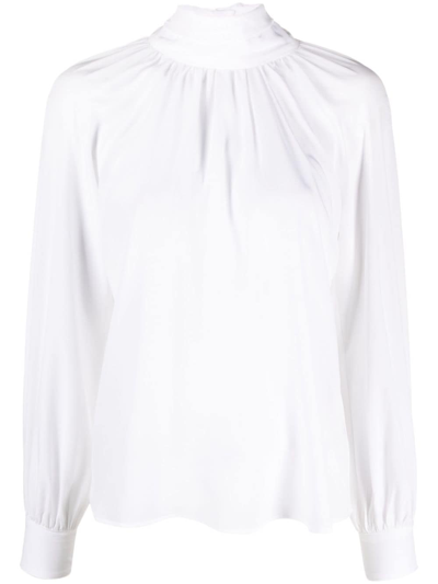 Cenere Gb Mock-neck Silk Blouse In White