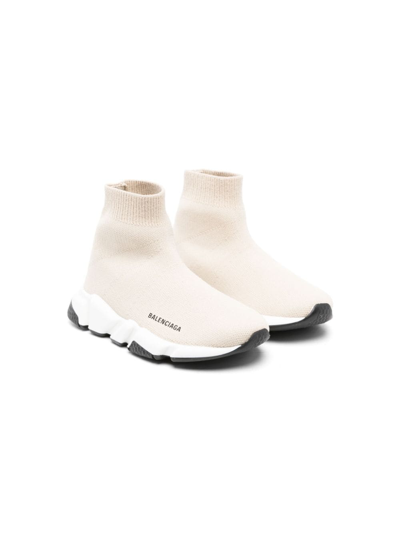 Balenciaga Kids' Speed Lt Sock Trainers In Neutrals