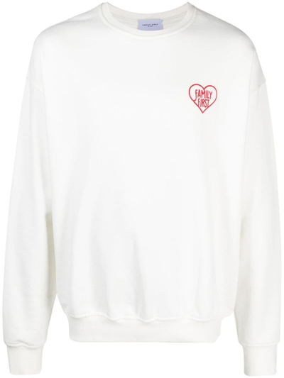 Family First Crewneck Heart Sweatshirt In White