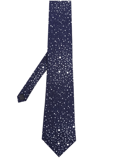 Fursac Star-print Silk Tie In Blue