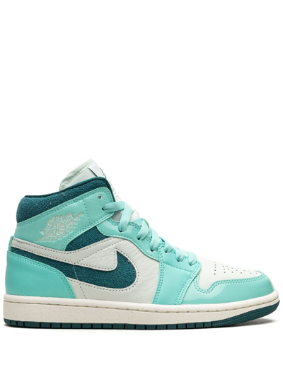 Jordan Air  1 Mid Se Sneaker In Bleached Turquoise & Sky J Teal