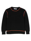 MSGM LOGO-EMBROIDERED DISTRESSED CHUNKY-KNIT JUMPER