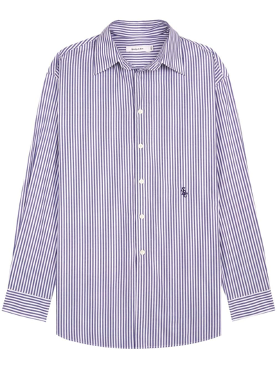 Sporty And Rich Src Logo-embroidered Striped Shirt In Purple