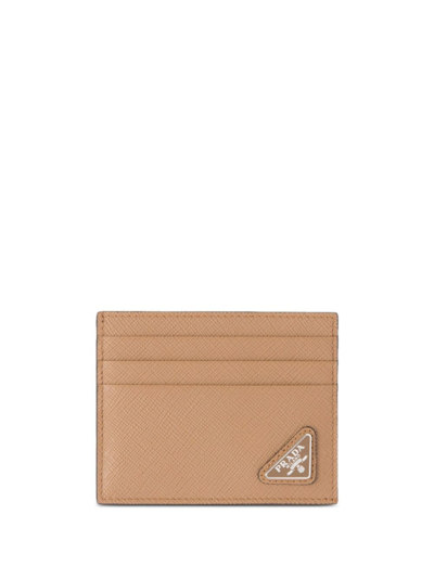 PRADA LOGO-PLAQUE LEATHER CARDHOLDER