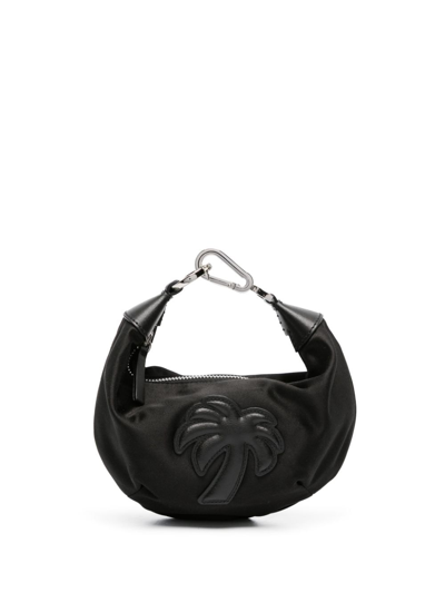 Palm Angels Palm-appliqué Satin Tote Bag In Black