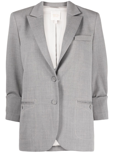 Twp Turn-up Sleeve Silk Blazer In Grey
